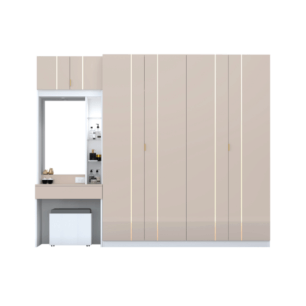 ชุดห้องนอน + ที่นอน PVC 6 ฟุต WISDOM DESIGN FURNITURE รุ่น NOBLE สีขาว/กลอสซี่เบจ_2